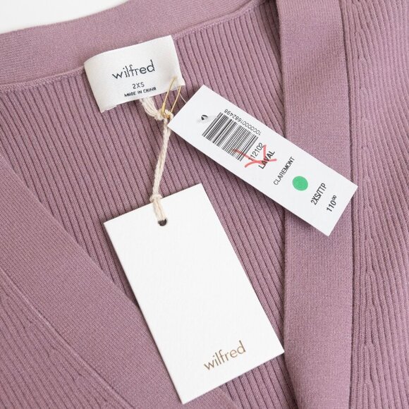 Aritzia Wilfred Cardigan V Neck Sweater Soft Knit Slim Claremont Pink Purple - Picture 14 of 14